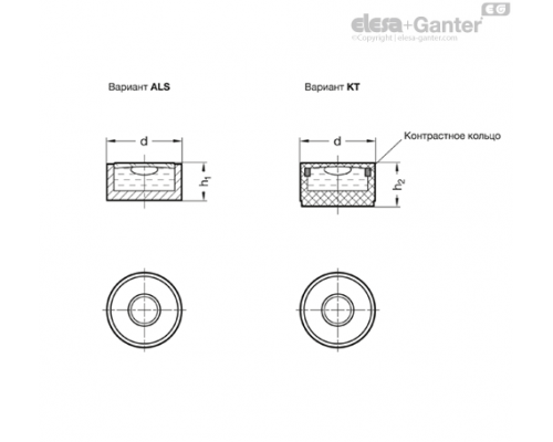 Пузырьковый уровень GN 2281-KT-15-G-40-2 ELESA+GANTER