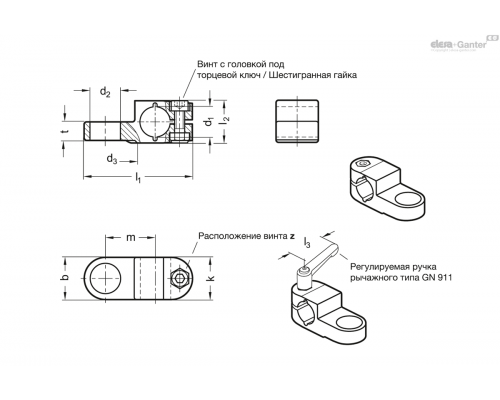 Держатель GN 277.4-B14-B18-2-SW ELESA+GANTER
