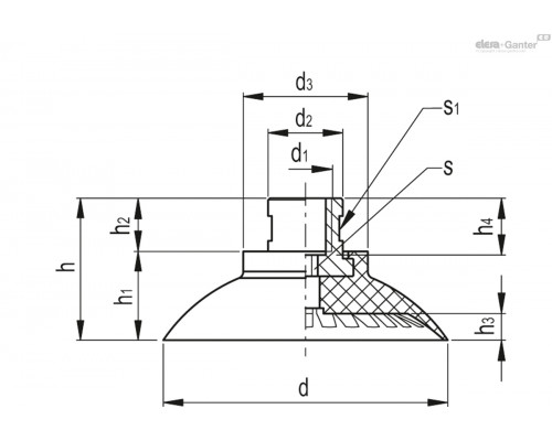 Вакуумная присоска VVB-60-G3/8-B (VV.46503) ELESA+GANTER