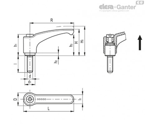 Регулируемая ручка ERM.95 p-M12x40-C2 (240455-C2) ELESA+GANTER
