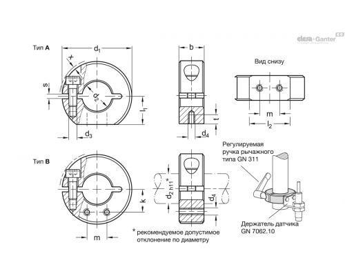 Установочное кольцо GN 7062.1-65-B40-NI-B ELESA+GANTER