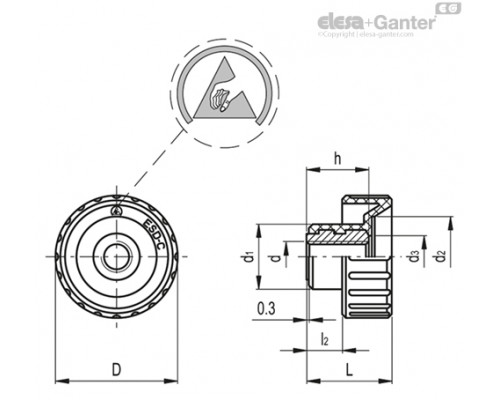 Ручка с рифлением BT.25 FP-M8-ESD-C (154332) ELESA+GANTER