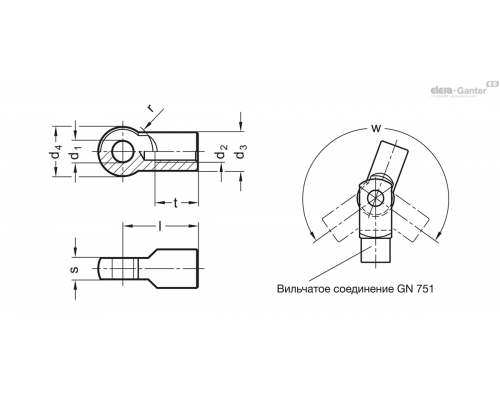 Соединительный компонент GN 752-6-M6 ELESA+GANTER