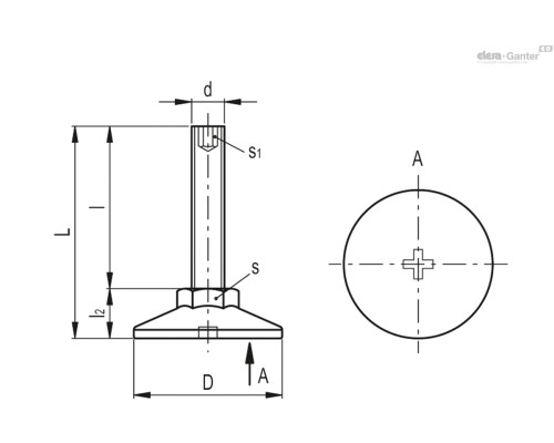 Регулируемая опора LX.60-SW24-M12x98-HS (431365) ELESA+GANTER