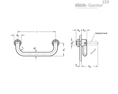 Складная ручка GN 425.2-ST-10-120-CR ELESA+GANTER