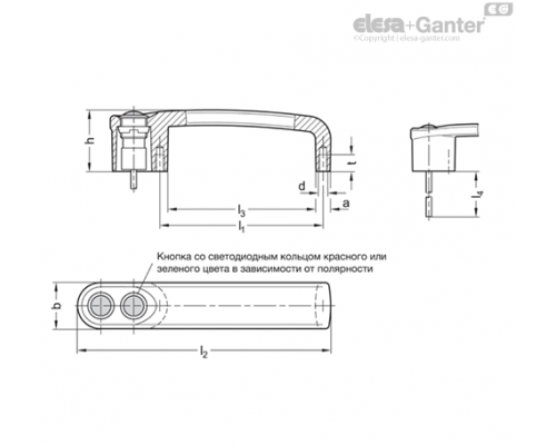 П-образная ручка GN 422-ZD-T2-K-2-SR ELESA+GANTER