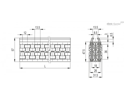 Направляющая GCA-2-RT-57-3000 (419123) ELESA+GANTER