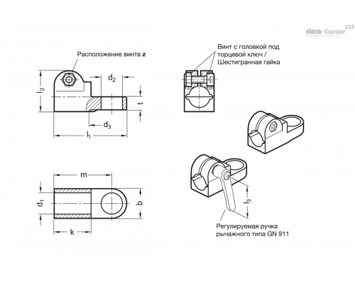 Держатель GN 275.4-B12-B12-2-SW ELESA+GANTER