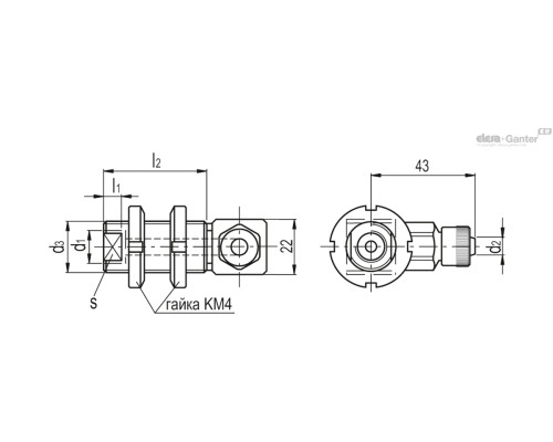 Крепление VPB-91-01-G1/4-F-L (VV.40002) ELESA+GANTER