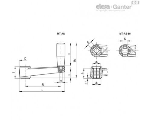 Рукоятка кривошипная MT.64 AS-8x8 (44111) ELESA+GANTER