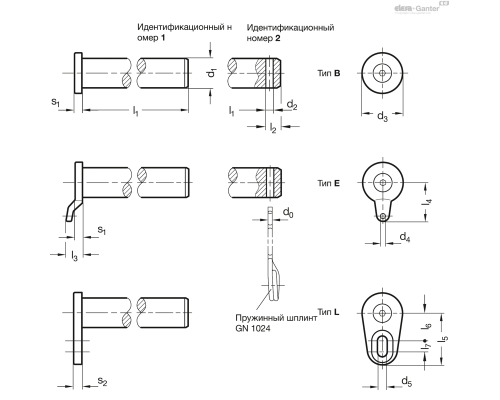 Монтажный штифт GN 2342-NI-10-80-B-1 ELESA+GANTER