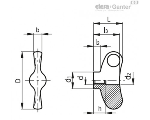 Зажимной барашек EWNM-SST-48-FP-M6 (222011) ELESA+GANTER