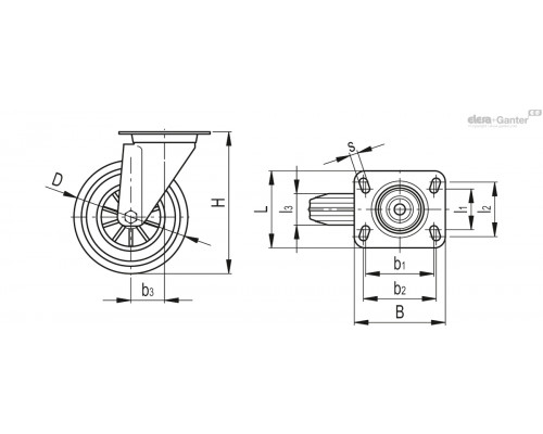 Колёсико RE.E2-100-SBL-N (449556) ELESA+GANTER