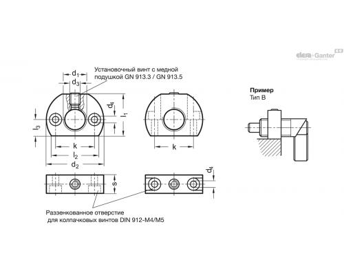 Монтажный блок GN 612.1-M20x1,5-A ELESA+GANTER
