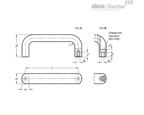 П-образная ручка GN 565.5-26-200-A-GS ELESA+GANTER