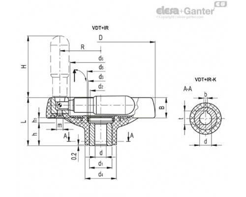 Маховичок цельнолитый VDT.100+IR A-10 (170327) ELESA+GANTER