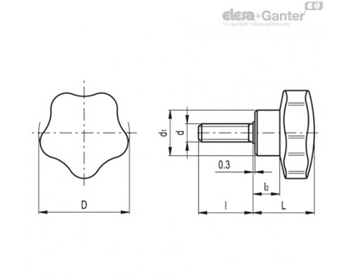 Лепестковая поворотная ручка VC.192/25 p-M6x30 (66134) ELESA+GANTER