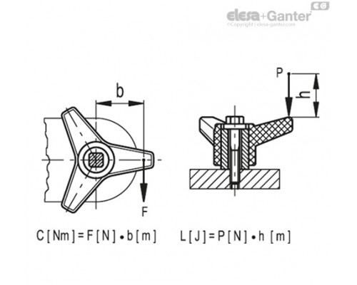 Трёхлепестковая ручка VB.639/45 SST-M6 (65548) ELESA+GANTER