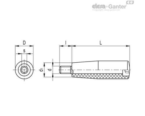 Цилиндрическая ручка I.481/40+x-M6 (24551) ELESA+GANTER