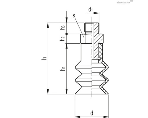 Вакуумная присоска VVN-50-G1/2-T-S (VV.58036) ELESA+GANTER