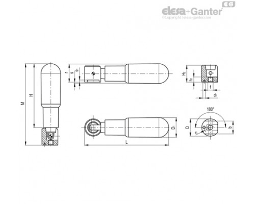 Откидная ручка IR.620/45 S.D.16 (128442) ELESA+GANTER
