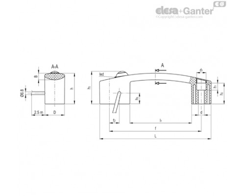 Ручка EBR.150-SWB-L-F2,5 (260586-C1) ELESA+GANTER