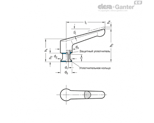 Регулируемая ручка рычажного типа GN 305-63-M8-PL-H ELESA+GANTER