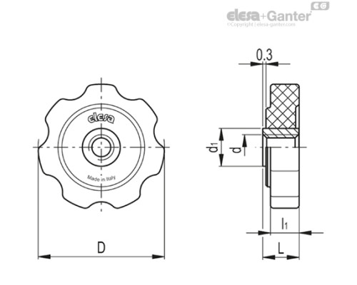 Лепестковая гайка с резьбовой втулкой GFL.40-B M8 (168541) ELESA+GANTER