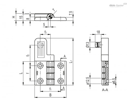 Петля CFSQ.60-SH-6-C-B-S-IP69K (427017-IP69K) ELESA+GANTER