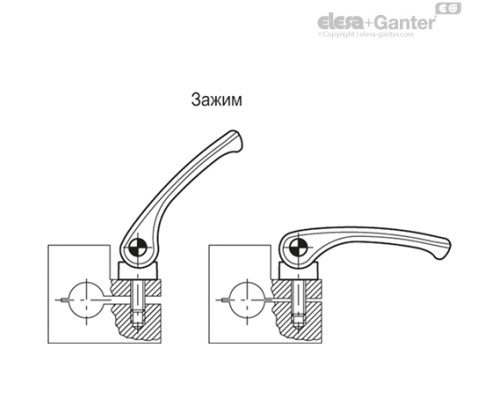Шарнирная ручка LAC.80-SST-M8 (33567) ELESA+GANTER