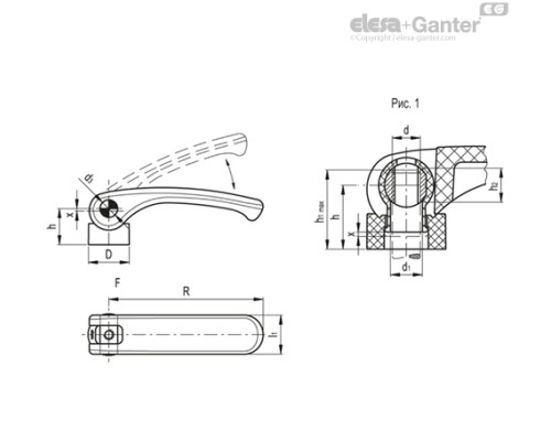 Шарнирная ручка LAC.80-SST-M8 (33567) ELESA+GANTER