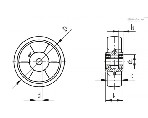 Колесико RE.F5-125-RSL-ESD (451511-ESD) ELESA+GANTER