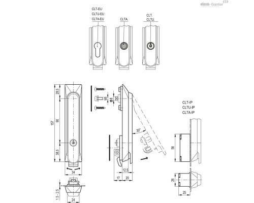 Замок CLTU.160-EU-IP (421169) ELESA+GANTER