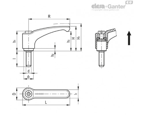 Регулируемая ручка ERZ.44-SST-p-M5x12-SAN-C16 (153451-C16) ELESA+GANTER