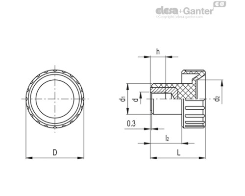 Ручка с рифлением BTL.20 B-M6 (6402) ELESA+GANTER Ручка с рифлением BTL.20 B-M6 (6402) ELESA+GANTER