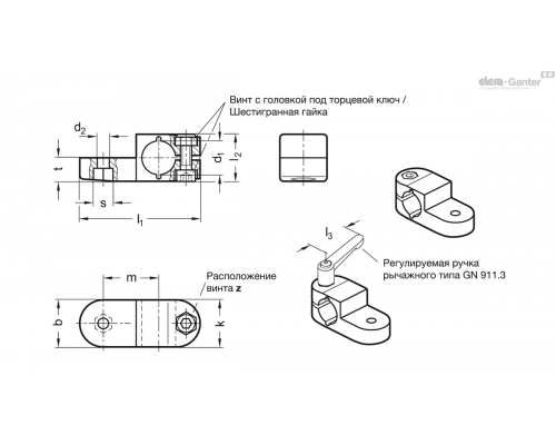 Зажим GN 277-B12-2-BL ELESA+GANTER