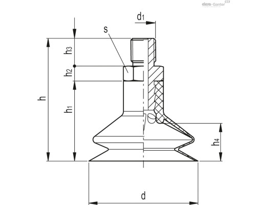 Вакуумная присоска VVL-56-G1/4-T-N (VV.56064) ELESA+GANTER