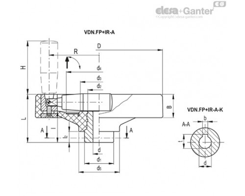 Маховичок цельнолитый VDN.100 FP+IR-A10 (73711-10) ELESA+GANTER