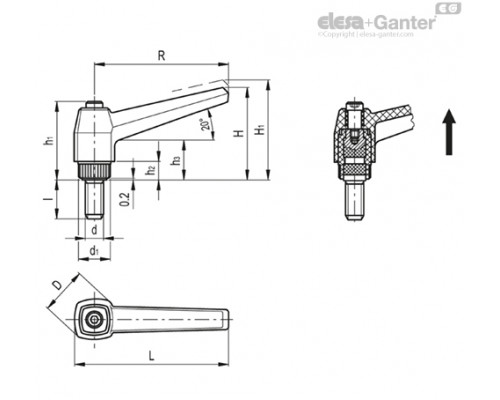 Регулируемая ручка MR.63 p-M6x30-C31 (41469) ELESA+GANTER