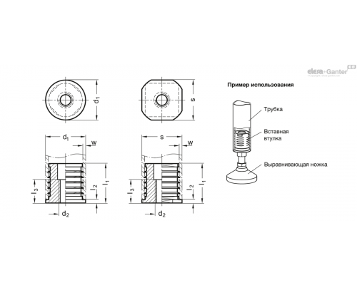 Вставная втулка GN 992-D25-M8 ELESA+GANTER