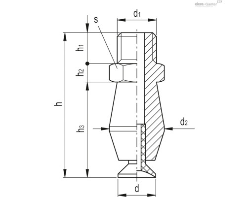 Вакуумная присоска VVH-05-M5-T-A (VV.52010) ELESA+GANTER