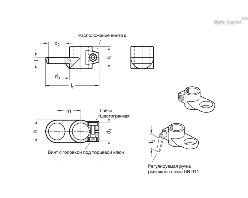Держатель GN 274.4-B20-B18-2-SW ELESA+GANTER