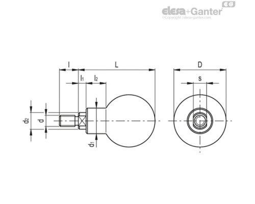 Сферическая ручка P.111/37+x-M8 (45981) ELESA+GANTER