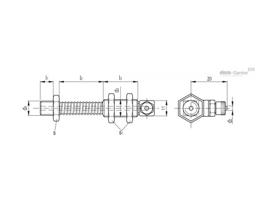Крепление VPD-10-58-G3/8-M-L (VV.42063) ELESA+GANTER