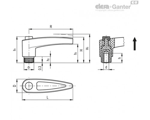 Регулируемая ручка MRT.80-SST-M10-C2 (140626-C2) ELESA+GANTER
