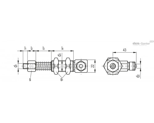 Крепление VPA-08-65-G1/8-M-L (VV.39104) ELESA+GANTER