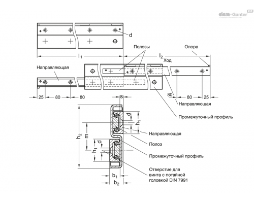 Направляющие GN 2406-28-290-E ELESA+GANTER