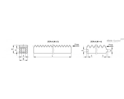 Реечная передача ZCR-A-3.0-500 (552261) ELESA+GANTER