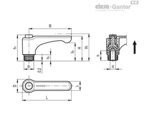 Регулируемая ручка ERW.78-B-M12-C1 (253161-C1) ELESA+GANTER Регулируемая ручка ERW.78-B-M12-C1 (253161-C1) ELESA+GANTER