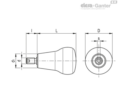 Грибовидная ручка IEL.47+x-M10 SOFT (26651) ELESA+GANTER